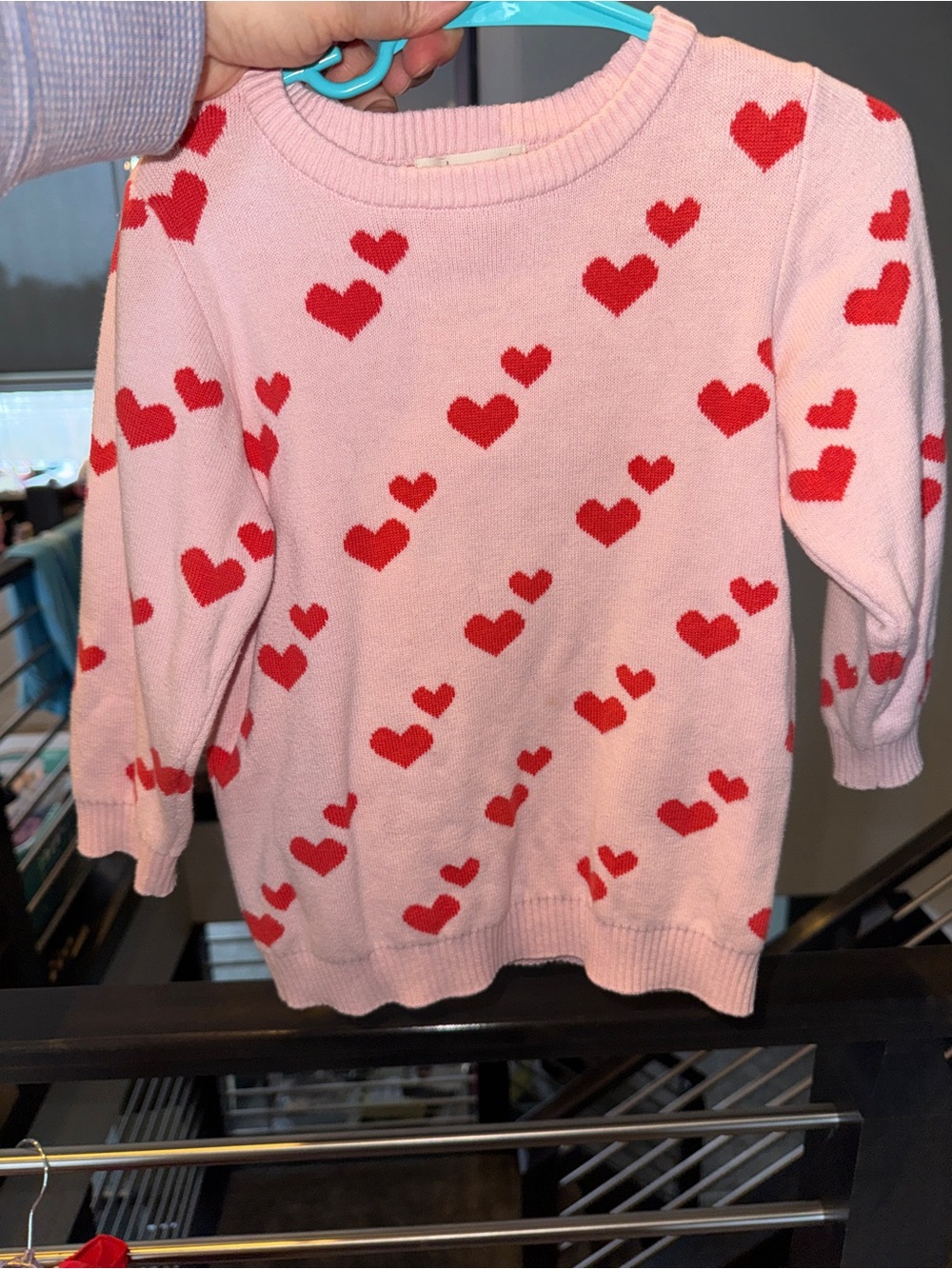 3 T Valentine’s Day Pink Sweater with Red Heart Pattern